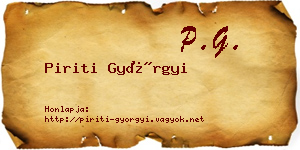Piriti Györgyi névjegykártya